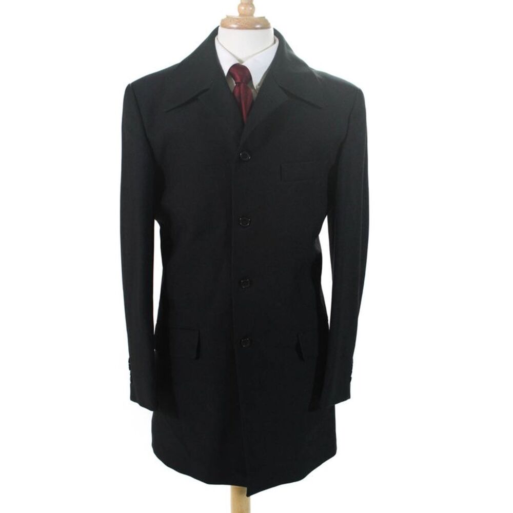 Metodo Trendy Wear Men's Collar Long Sleeves Lined Jacket Black Size 52